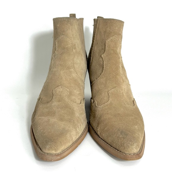 Sam Edelman Winona Suede Western Ankle Boots W 9 Tan Beige - Picture 4 of 9